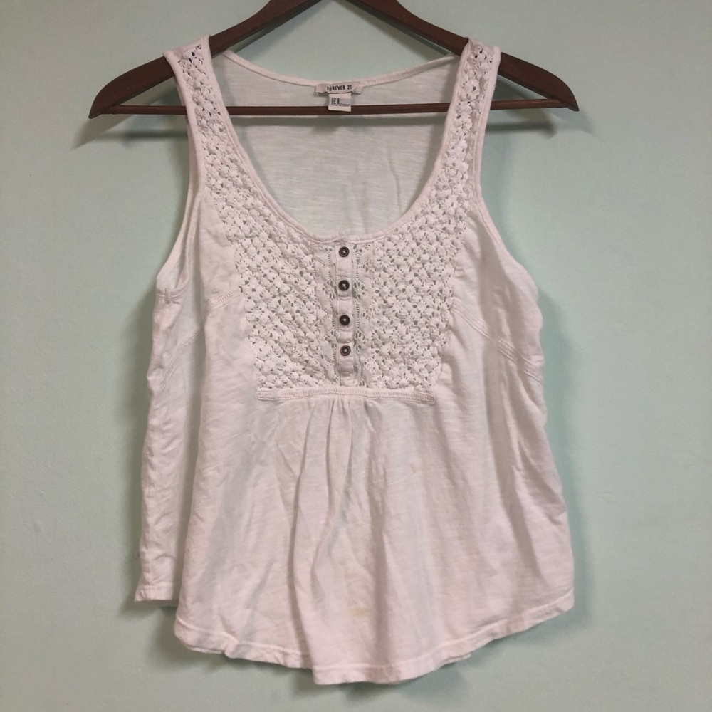 Forever 21 White Boho Tank Top